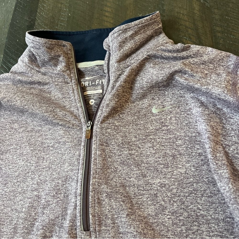 Nike Running Womens Purple Long Sleeve 1/4 Zip Dri-Fit Pullover Shirt Size M